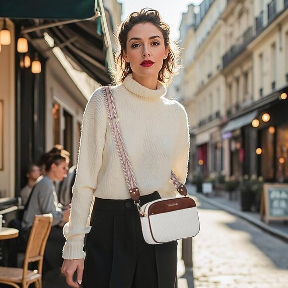 Women Quilted Vegan Crossbody Bag Small Travel Designer Purse Multiple Straps - Picture 2 of 7